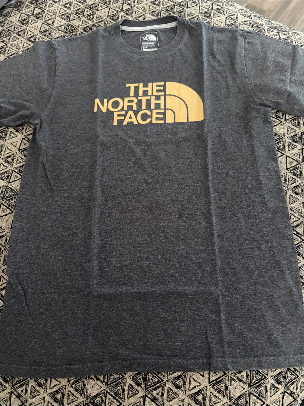 The North Face Men's Charcoal T-Shirt with Yellow Logo